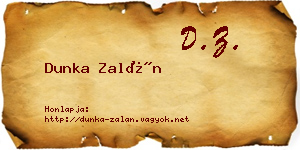 Dunka Zalán névjegykártya